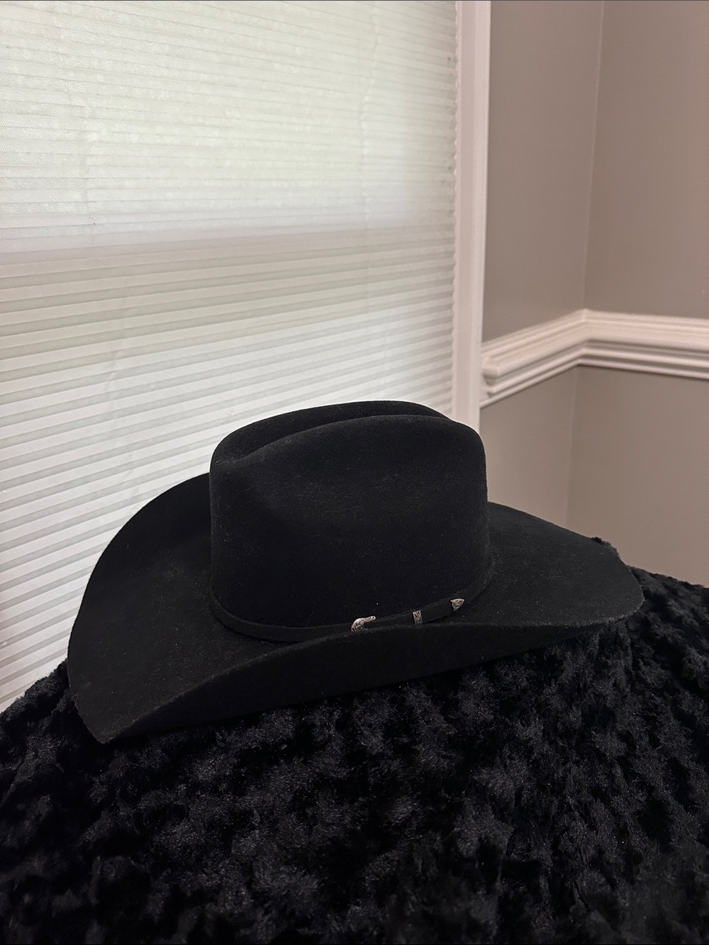 100% wool black Twister Cowboy hat Sz 7 1/8